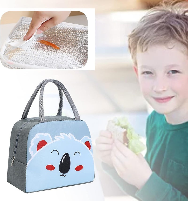 Flywind Kids Lunch Bag for Girls Boys Students | Small Foldable Waterproof Lunch Box for Travel Picnic School | Reusable Cartoon Insulated Lunchbag (Grey Koala) - Image 5