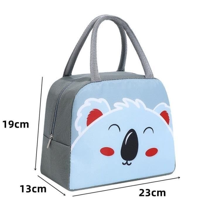 Flywind Kids Lunch Bag for Girls Boys Students | Small Foldable Waterproof Lunch Box for Travel Picnic School | Reusable Cartoon Insulated Lunchbag (Grey Koala) - Image 2