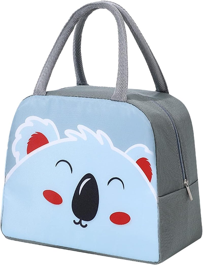 Flywind Kids Lunch Bag for Girls Boys Students | Small Foldable Waterproof Lunch Box for Travel Picnic School | Reusable Cartoon Insulated Lunchbag (Grey Koala) - Image 1