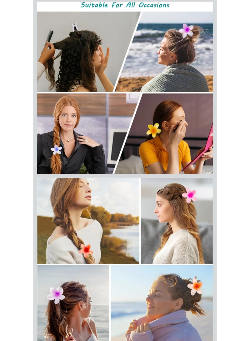 Hawaiian Flower Hair Clip Set – 3 Pieces (1 Large & 2 Small) Acrylic Design with Soft Red Touch - Image 5