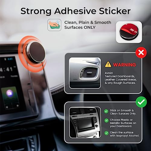 HIKER Mini Magnetic Car Dashboard Mount Mobile Phone Holder with Metal Body (Made in India) (Silver) - Image 5