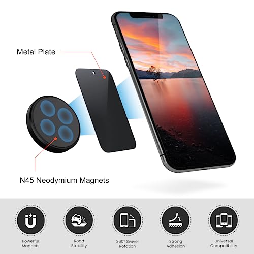 HIKER Mini Magnetic Car Dashboard Mount Mobile Phone Holder with Metal Body (Made in India) (Silver) - Image 2