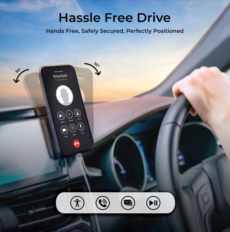 HIKER Mini Magnetic Car Dashboard Mount Mobile Phone Holder with Metal Body (Made in India) (Silver) - Image 4
