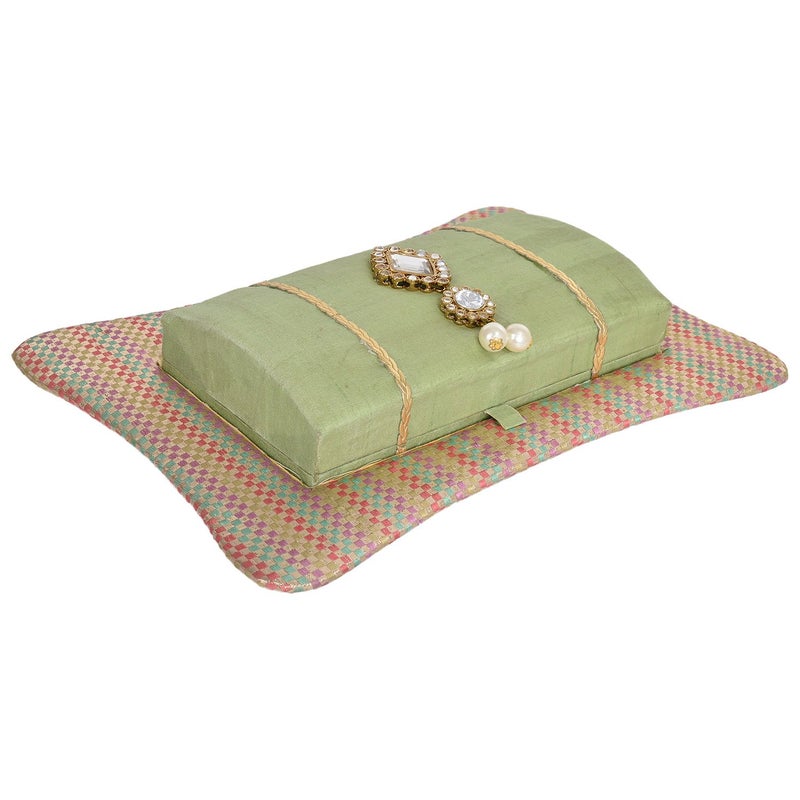 Indesign Wooden Fabric Box with Tray Green - Image 2