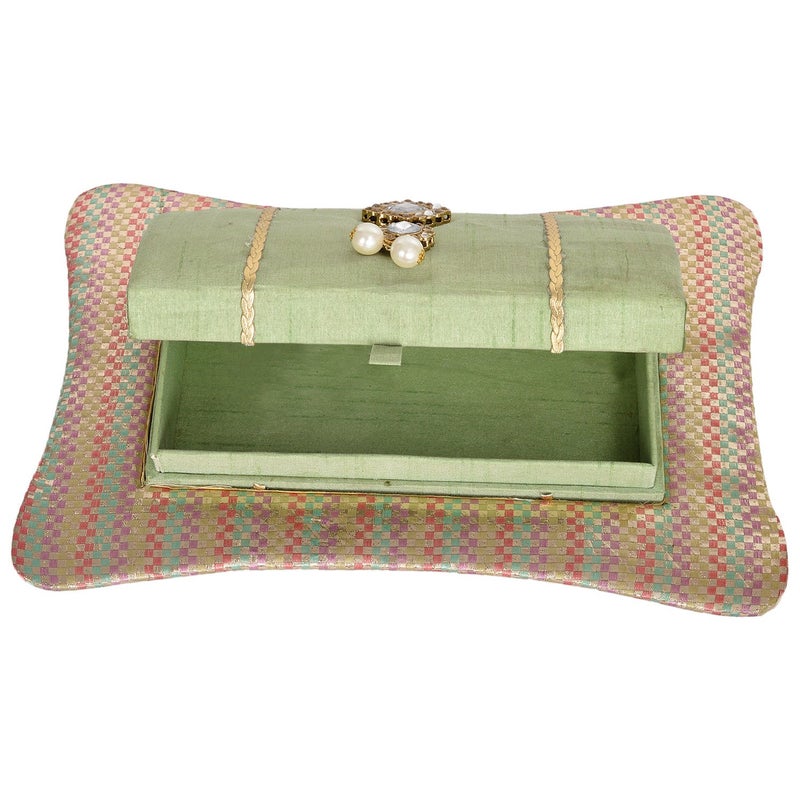 Indesign Wooden Fabric Box with Tray Green - Image 3
