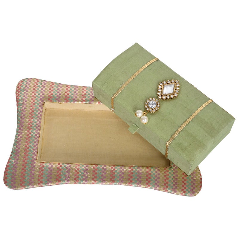 Indesign Wooden Fabric Box with Tray Green - Image 4