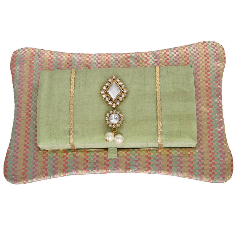 Indesign Wooden Fabric Box with Tray Green - Image 1