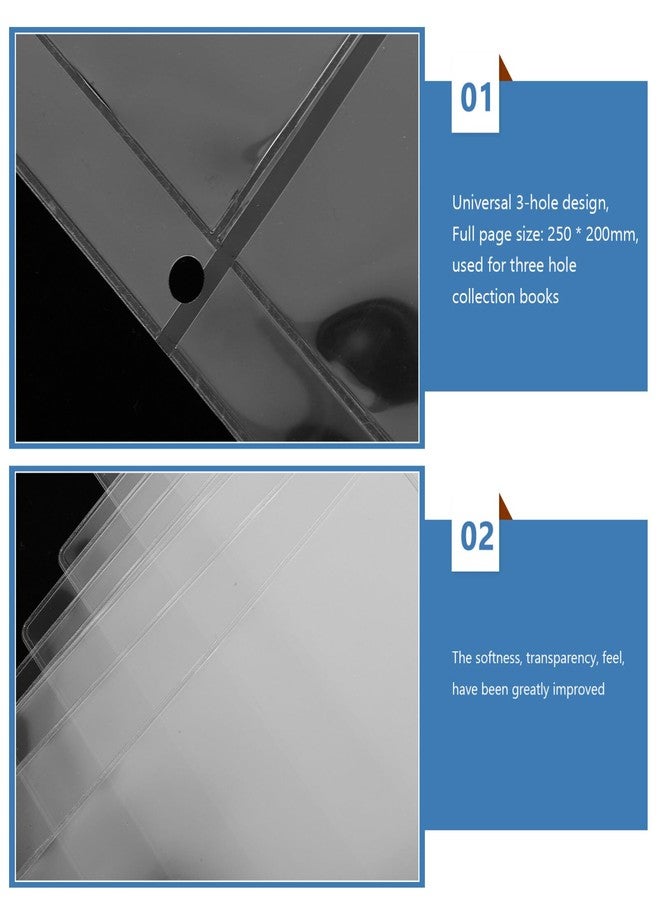 SHINEOFI 10 Sheets Binder Currency Sleeves for Collectors 2-Pocket Clear Plastic Currency Pages for Three Ring Refill Binder Pages for Bills Banknotes Album - Image 3