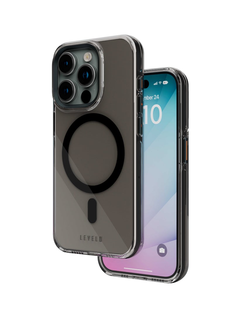 LEVELO iPhone 15 Hard Case Allure PC Back Cover / 3H Anti Scratch / High Transparency / Shock-Proof Edges / Sturdy Polycarbonate Shell / Reinforced Corners with Airguard - Clear - Image 1