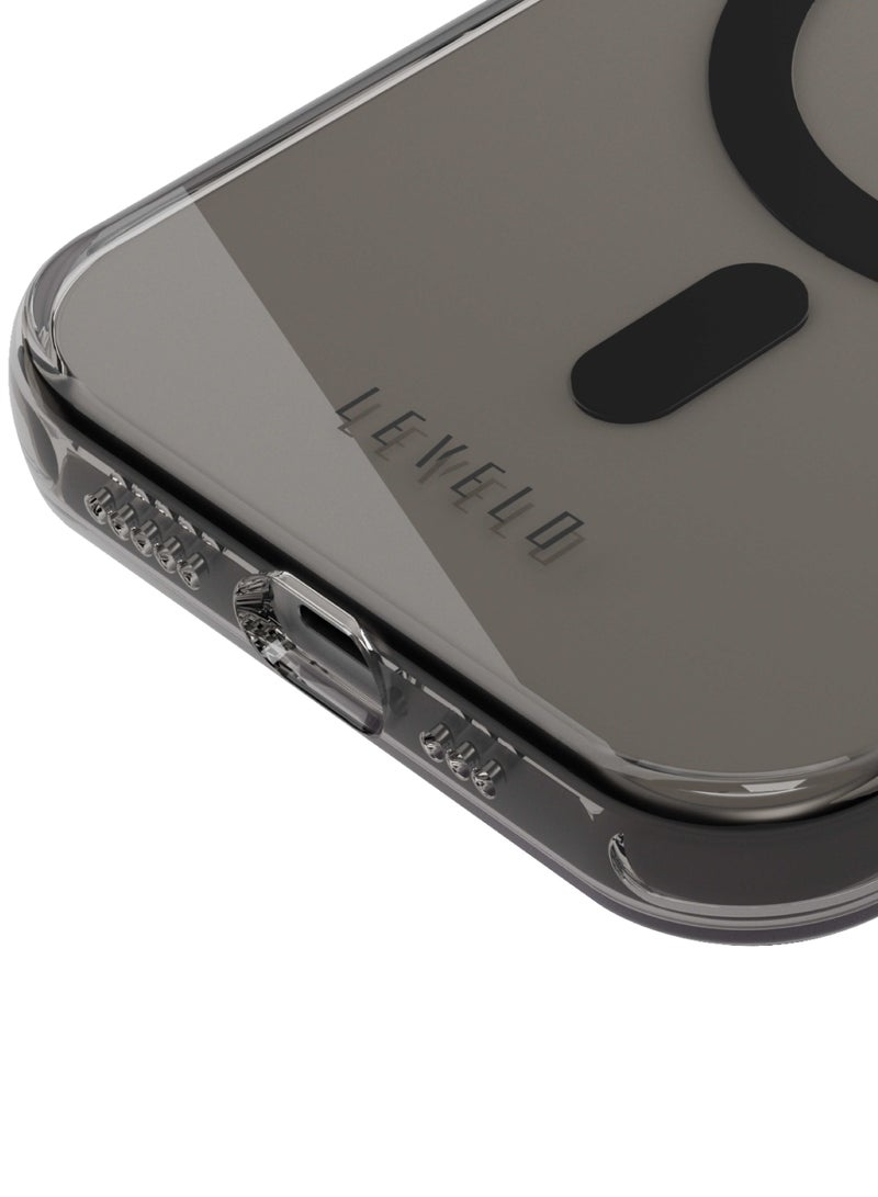 LEVELO iPhone 15 Hard Case Allure PC Back Cover / 3H Anti Scratch / High Transparency / Shock-Proof Edges / Sturdy Polycarbonate Shell / Reinforced Corners with Airguard - Clear - Image 2