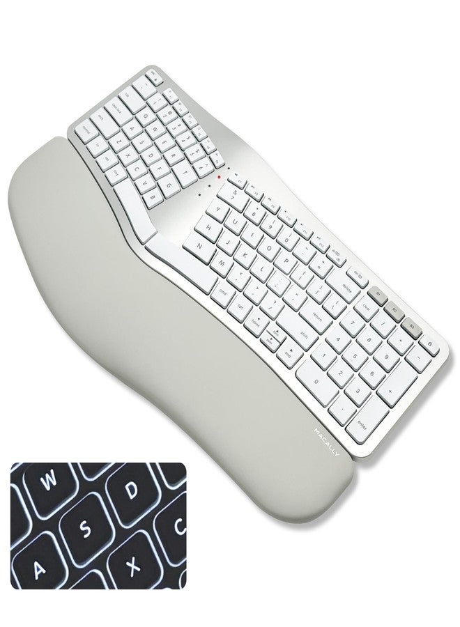 Macally Wireless Bluetooth Ergonomic Keyboard, Wireless Split Keyboard, Carpal Tunnel Comfort, Ergo Rechargeable Split Wrist Keyboard - Apple Backlit Design 100 Keys for - Image 1