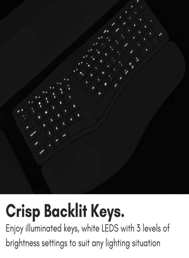Macally Wireless Bluetooth Ergonomic Keyboard, Wireless Split Keyboard, Carpal Tunnel Comfort, Ergo Rechargeable Split Wrist Keyboard - Apple Backlit Design 100 Keys for - Image 4