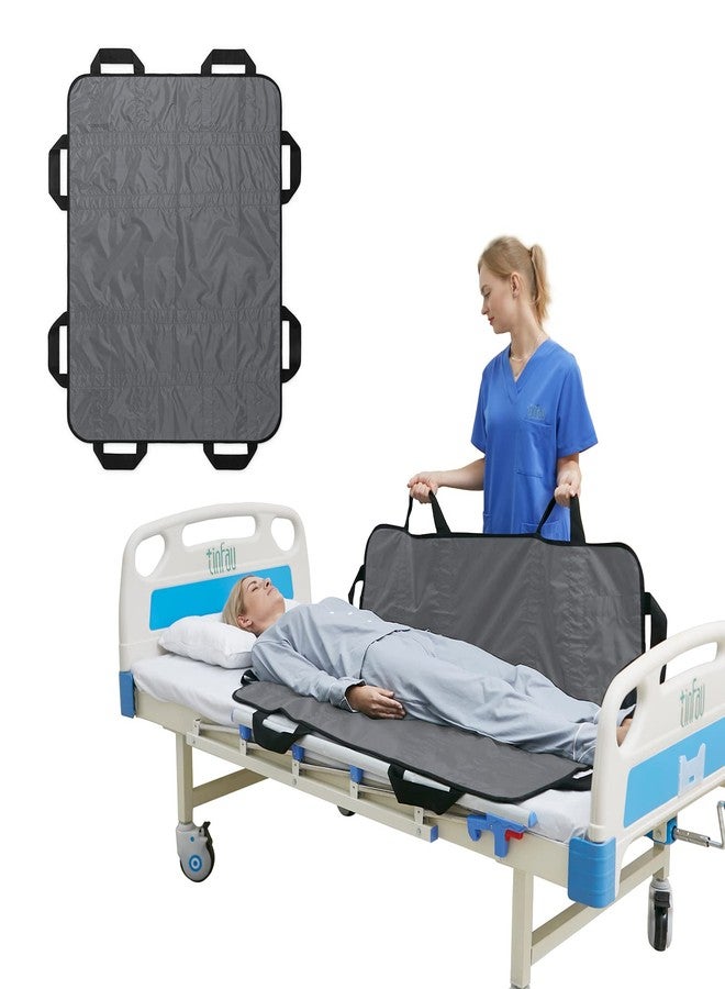 TINFAU 50" x 40" Positioning Bed Pad with Handles Washable Draw Sheets for Hospital Bed Ridden Patient Clothes Waterproof Glide Sheets for Patients Moving Pad for Lifting &Transfer Sheet Nylon, Grey - Image 1