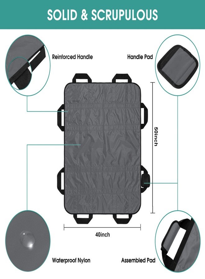 TINFAU 50" x 40" Positioning Bed Pad with Handles Washable Draw Sheets for Hospital Bed Ridden Patient Clothes Waterproof Glide Sheets for Patients Moving Pad for Lifting &Transfer Sheet Nylon, Grey - Image 2