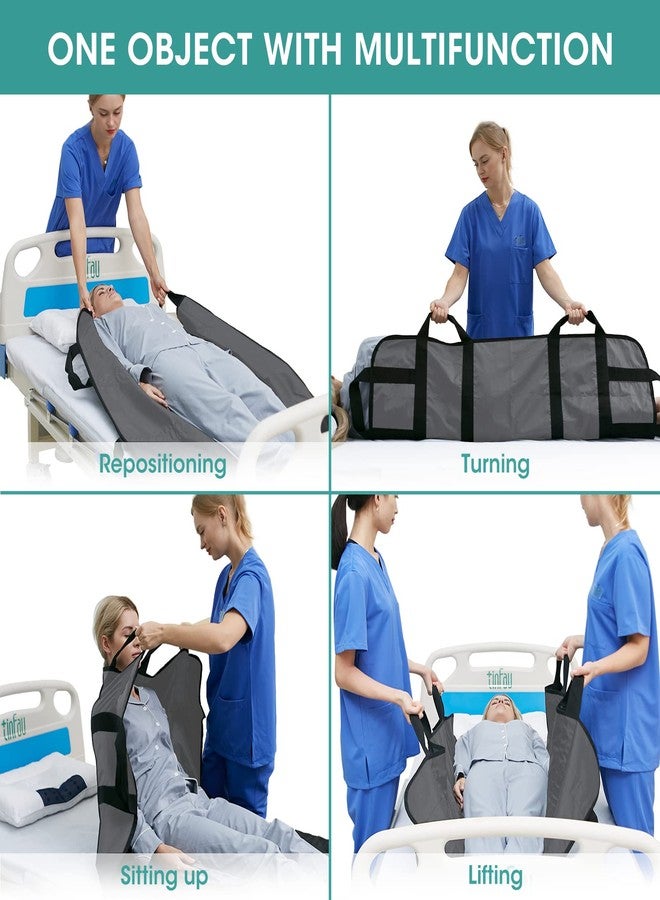 TINFAU 50" x 40" Positioning Bed Pad with Handles Washable Draw Sheets for Hospital Bed Ridden Patient Clothes Waterproof Glide Sheets for Patients Moving Pad for Lifting &Transfer Sheet Nylon, Grey - Image 3