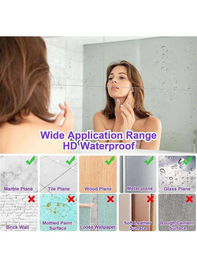TPGP Pack of 8 Self-Adhesive Tile Mirrors, 30 x 40 cm, Self-Adhesive Flexible Mirrors, Not Glass, DIY Acrylic Wall Decoration, Decorative Mirror, Frameless Wall Mirror  - Image 4