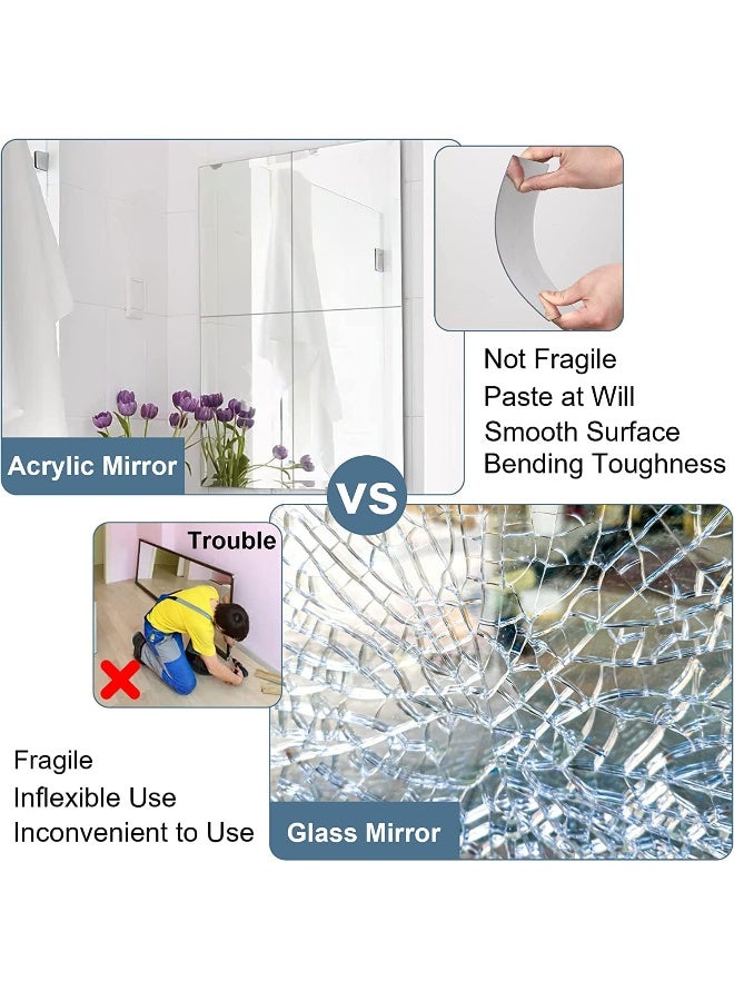 TPGP Pack of 8 Self-Adhesive Tile Mirrors, 30 x 40 cm, Self-Adhesive Flexible Mirrors, Not Glass, DIY Acrylic Wall Decoration, Decorative Mirror, Frameless Wall Mirror  - Image 5