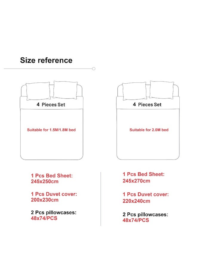Generic 4-Piece Cotton Comfortable Set Bed Sheet Set Gift Birthday Gift Moving Gift  - Image 2