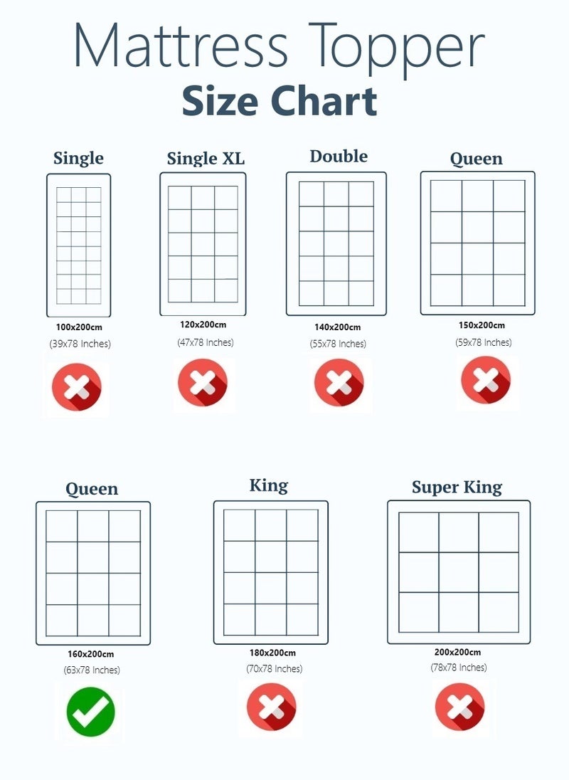 Blueberry Top Quality Box Stiched Cotton Mattress Topper With 4 Corner Elastic 10cm Thickness 160x200cm - Image 5