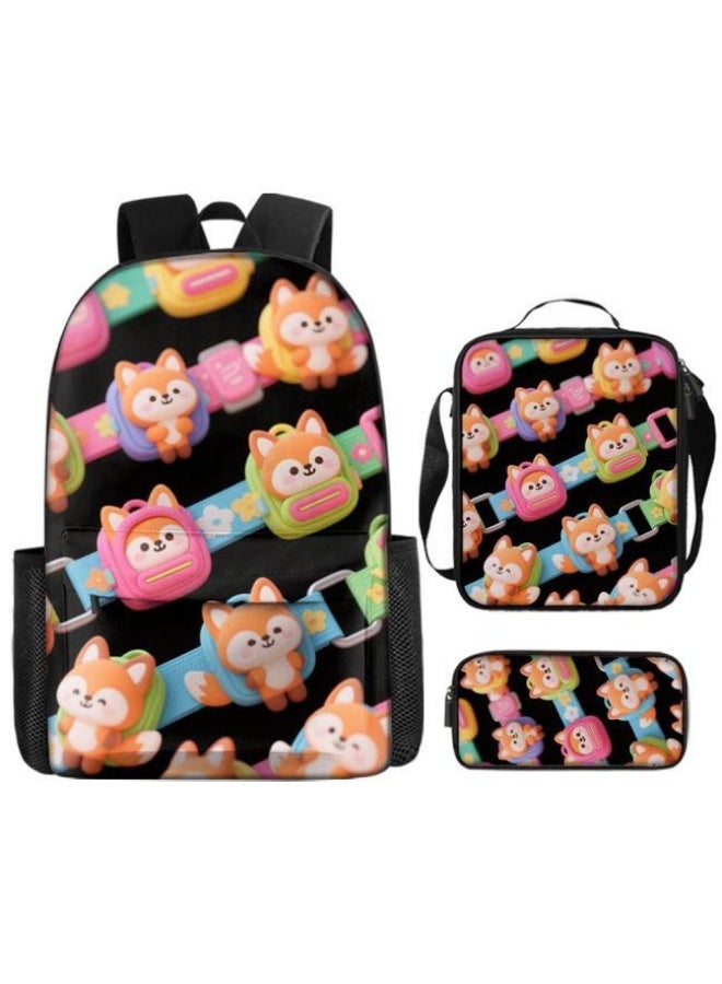 Bright Li Fire Unlock the fashion style of children's fun! Three-piece bag set, cartoon elements make children and teenagers super stylish (students, children, friends outings, mountain climbing, schooling, etc. are available) - 19 - Image 2