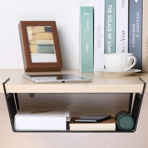 Styleys Metal Wire Basket Under Cabinet Storage Organizer with Dual Fit Hook (15.5-inch, Black), 3 Pieces - S11027, Floating Shelves - Image 3