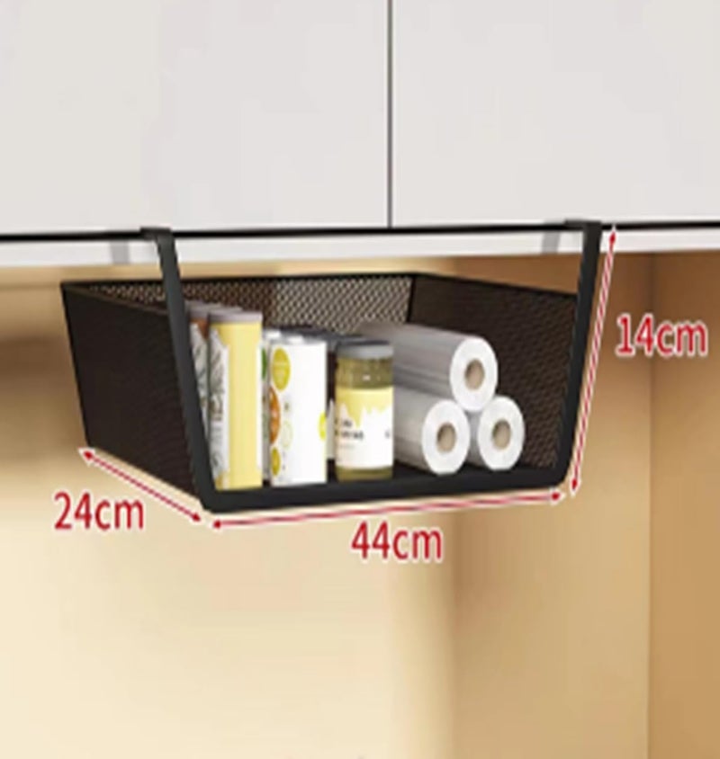 Styleys Metal Wire Basket Under Cabinet Storage Organizer with Dual Fit Hook (15.5-inch, Black), 3 Pieces - S11027, Floating Shelves - Image 4