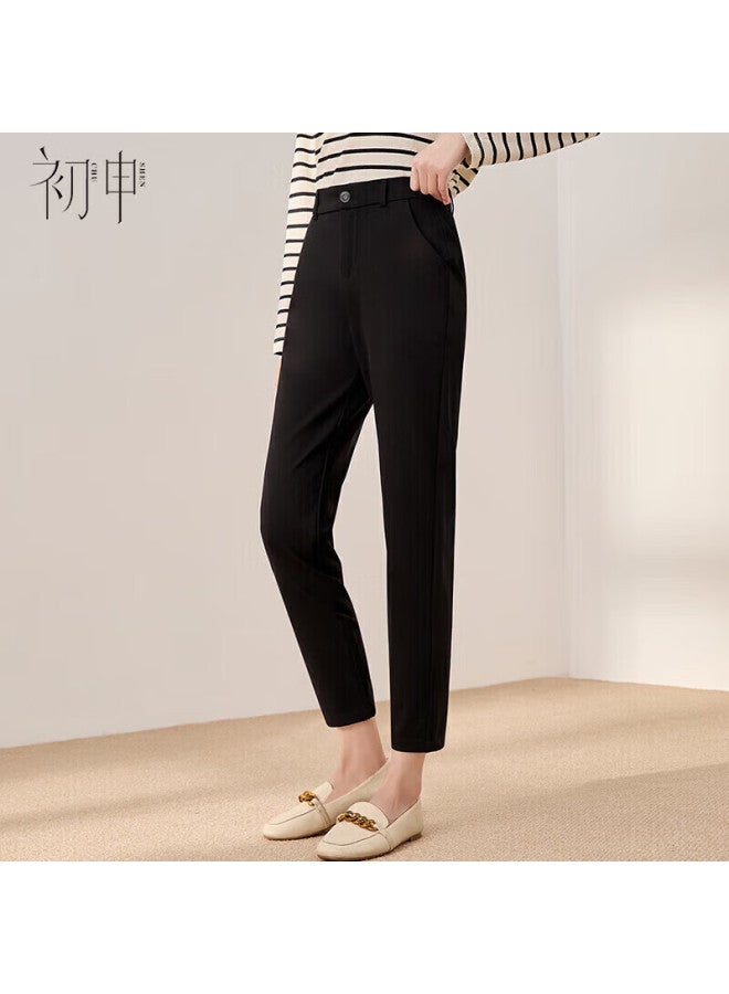 First Application Chushen Spring And Autumn Women's High-waisted Straight-leg Stretch Pants, Slim-fit Nine-tenths Length Professional Tapered Casual Trousers S13jk2803 - Image 1