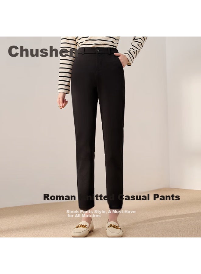First Application Chushen Spring And Autumn Women's High-waisted Straight-leg Stretch Pants, Slim-fit Nine-tenths Length Professional Tapered Casual Trousers S13jk2803 - Image 2