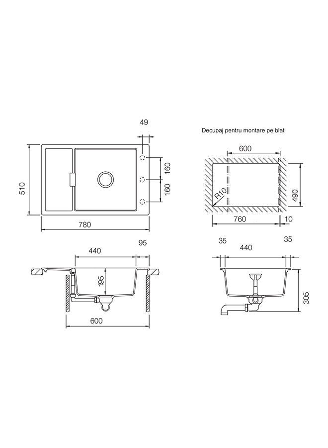 SCHOCK Kitchen Sink 385 x 440 x 195 Mm Rouge - Image 2