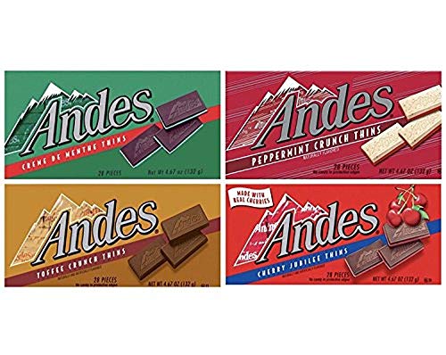Andes Thins 4 Pack  Creme De Menthe Cherry Jubilee Toffee Crunch and Peppermint Crunch - Image 1