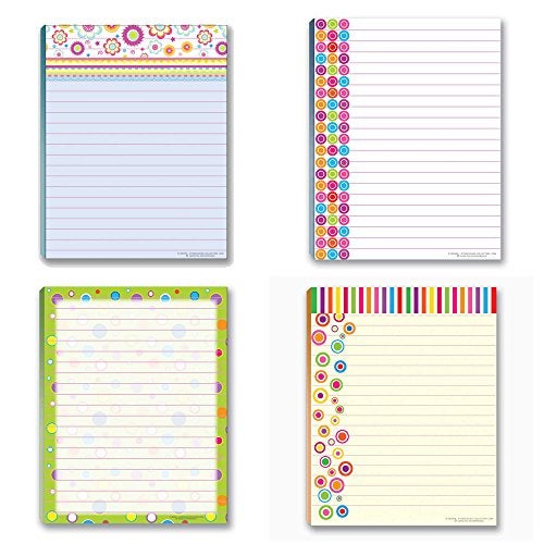 Stonehouse Collection Fun Pattern Designs Pads - USA Made- 4 Assorted Notepads - Shopping List, Teachers, Home, Office, Small Gift - USA Made - Image 1