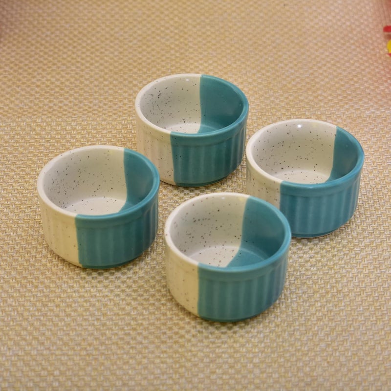 Kunhar Ceramic Sauce Holder 56 ML 4 Pieces White Dusty Blue - Image 2