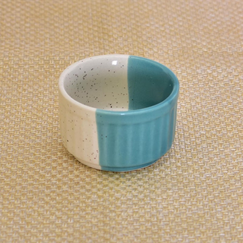 Kunhar Ceramic Sauce Holder 56 ML 4 Pieces White Dusty Blue - Image 3