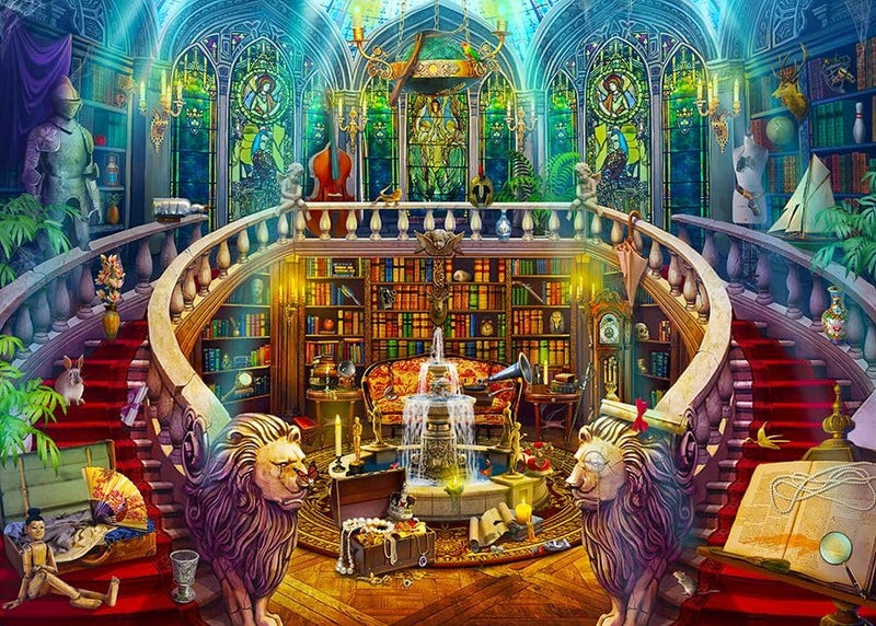 Springbok Haunted Seek and Find Library 1000 Piece Jigsaw Puzzle for Adults Made in USA - Image 1