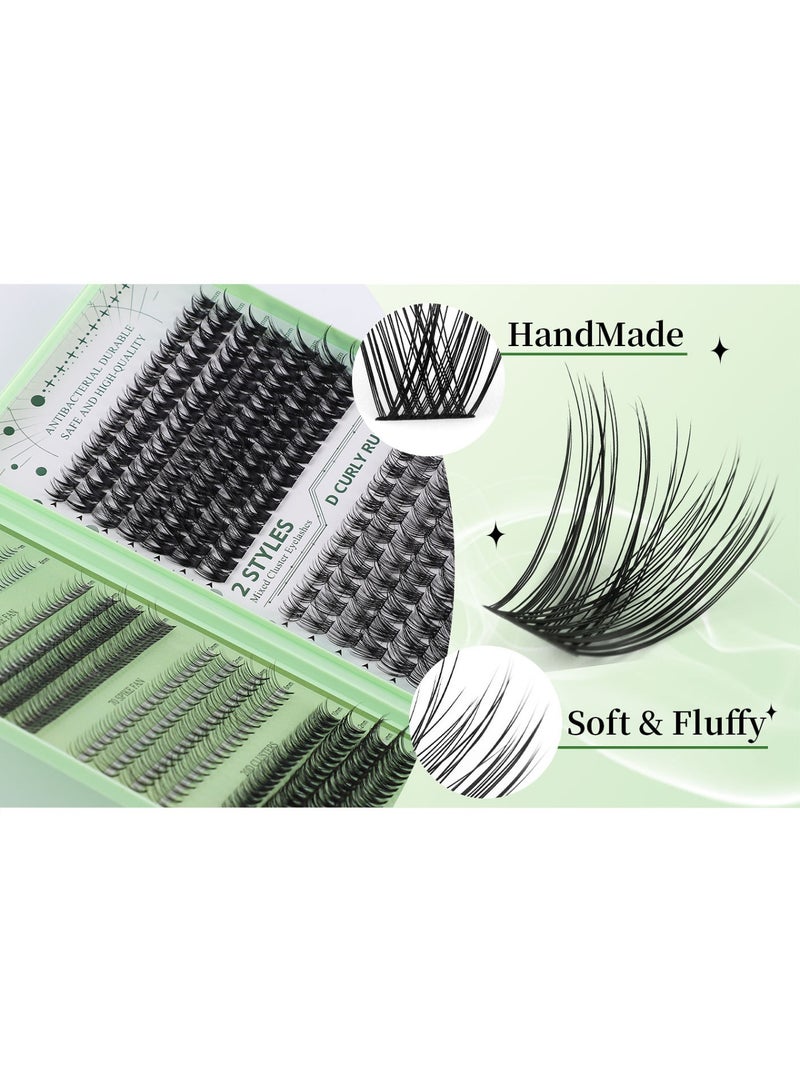 saykfoe DIY Eyelash Extension Kit 551 Clusters, 6 Styles 10-16mm Mixed Individual Lashes Cluster, Natural Curl Personal Eyelash Set, Segmented Thick False Eyelashes Kit with Lash Bond, Seal & Tweezers - Image 2