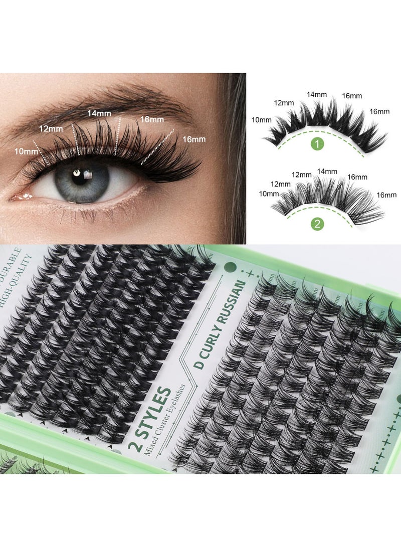 saykfoe DIY Eyelash Extension Kit 551 Clusters, 6 Styles 10-16mm Mixed Individual Lashes Cluster, Natural Curl Personal Eyelash Set, Segmented Thick False Eyelashes Kit with Lash Bond, Seal & Tweezers - Image 3