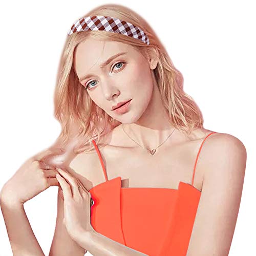 Suyegirl 6 Pcs 0.8 inch Plaid Headband For Women Printed Stripe Hair Bands for Girls Fabric Ribbon Hard Head Piece Satin Wrapped Hairband - Image 3