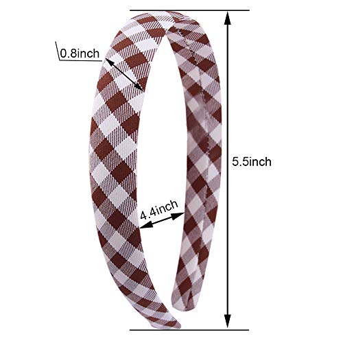 Suyegirl 6 Pcs 0.8 inch Plaid Headband For Women Printed Stripe Hair Bands for Girls Fabric Ribbon Hard Head Piece Satin Wrapped Hairband - Image 4
