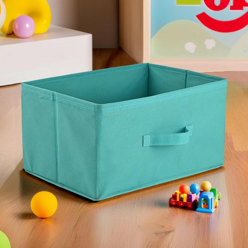 Kuber Industries Pack of 4 Foldable Wardrobe Organizer For Clothes 26 Litre Drawer Storage Box And Organiser For Books Toys Durable Rectangle Closet Organizer Plain Reliance Green - Image 2