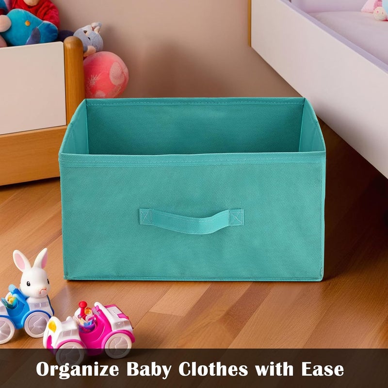 Kuber Industries Pack of 4 Foldable Wardrobe Organizer For Clothes 26 Litre Drawer Storage Box And Organiser For Books Toys Durable Rectangle Closet Organizer Plain Reliance Green - Image 3