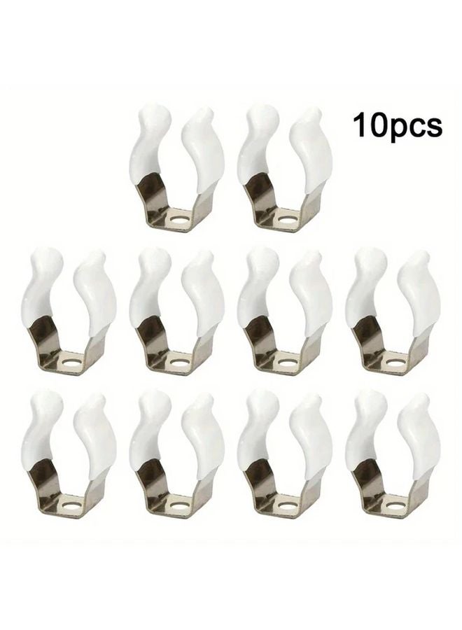 10 حزمة T8 مشابك U الفولاذ المقاوم للصدأ مطلية بالبلاستيك مجموعة تركيب لمبة LED أنبوب الفلورسنت - Image 1