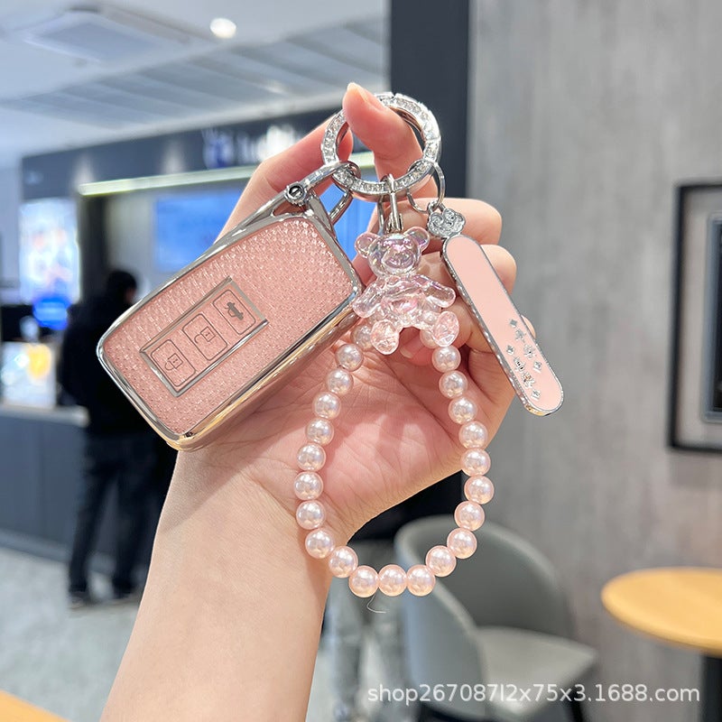 ليكساس غطاء مفتاح فاخر من TPU لسيارات لكزس ES200 وRX300 وES300H وNX200 وغيرها - تصميم راقي مع خيارات اللون الوردي الكريستالي والأبيض - Image 5