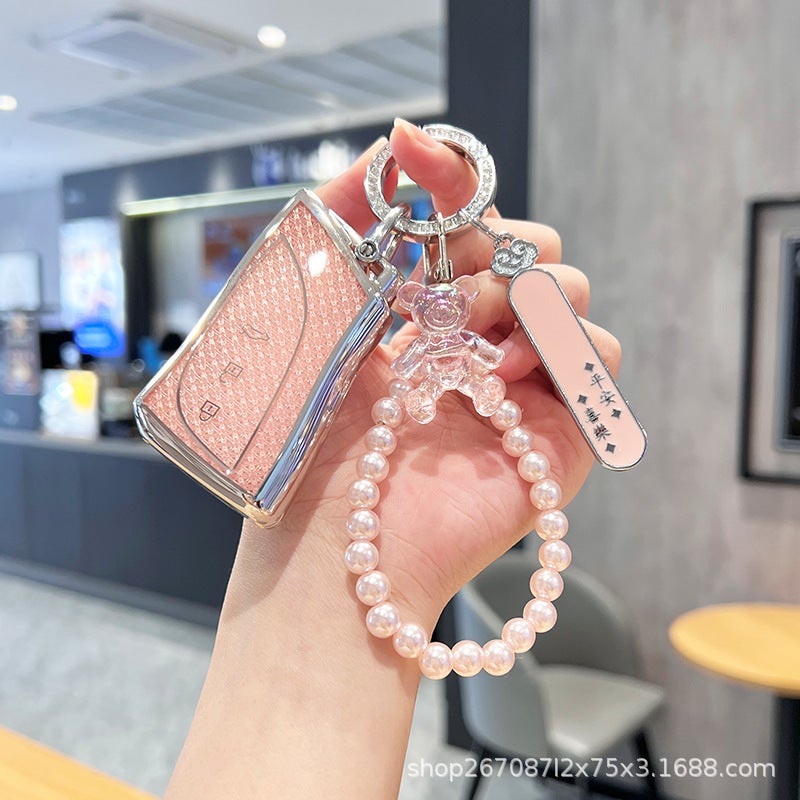 ليكساس غطاء مفتاح فاخر من TPU لسيارات لكزس ES200 وRX300 وES300H وNX200 وغيرها - تصميم راقي مع خيارات اللون الوردي الكريستالي والأبيض - Image 2