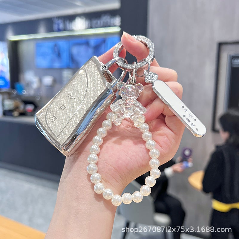 ليكساس غطاء مفتاح فاخر من TPU لسيارات لكزس ES200 وRX300 وES300H وNX200 وغيرها - تصميم راقي مع خيارات اللون الوردي الكريستالي والأبيض - Image 3
