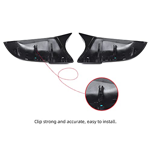 Qitian ABS Mirror Cover - Rearview Side Mirror Replacement, Fit for BMW 1, 2, 3 & 4 Series, X1, M2 - Gloss Black, 2pcs/Set - Image 4