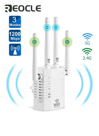 WiFi Repeater WiFi Booster WiFi Extender Booster 1200Mbps Dual Band 2.4GHz & 5GHz WiFi Booster Range Extender with Ethernet Port Support Repeater /AP / Router Mode - pzsku/Z3CF12E37232361F0C01FZ/45/1751881014/074f98da-905e-4bca-a301-58f090e8f681