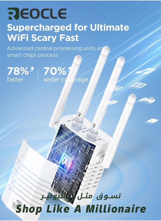ريوكل - واي فاي مكرر واي فاي الداعم واي فاي موسع الداعم 1200Mbps ثنائي النطاق 2.4GHz و 5GHz واي فاي الداعم موسع النطاق مع منفذ إيثرنت دعم مكرر / AP / وضع جهاز التوجيه - Image 1