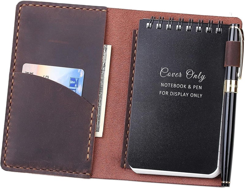 Robrasim Top Bound 3x5 Memo Notebook Covers Genuine Leather Cover for 3x5 TopSpiral Notebook Memo Book Cover Note Pad Holder Cover Only Coffee - Image 1