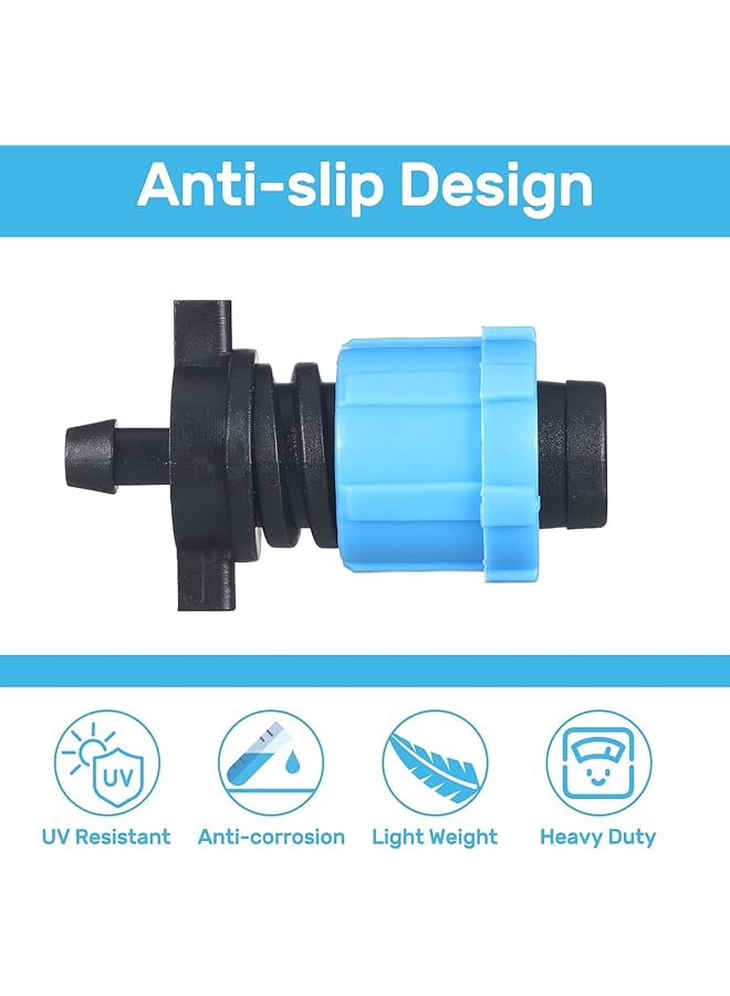 erorex 50 Pcs Drip Tape Connector Drip Tape Fittings Drip Irrigation Tubing Coupling Barbed Locking Fitting Kit Drip Irrigation Tools Twist Locks 1 4 Inch Barb For 5 8 Inch Drip Tape Sprinkler - Image 2