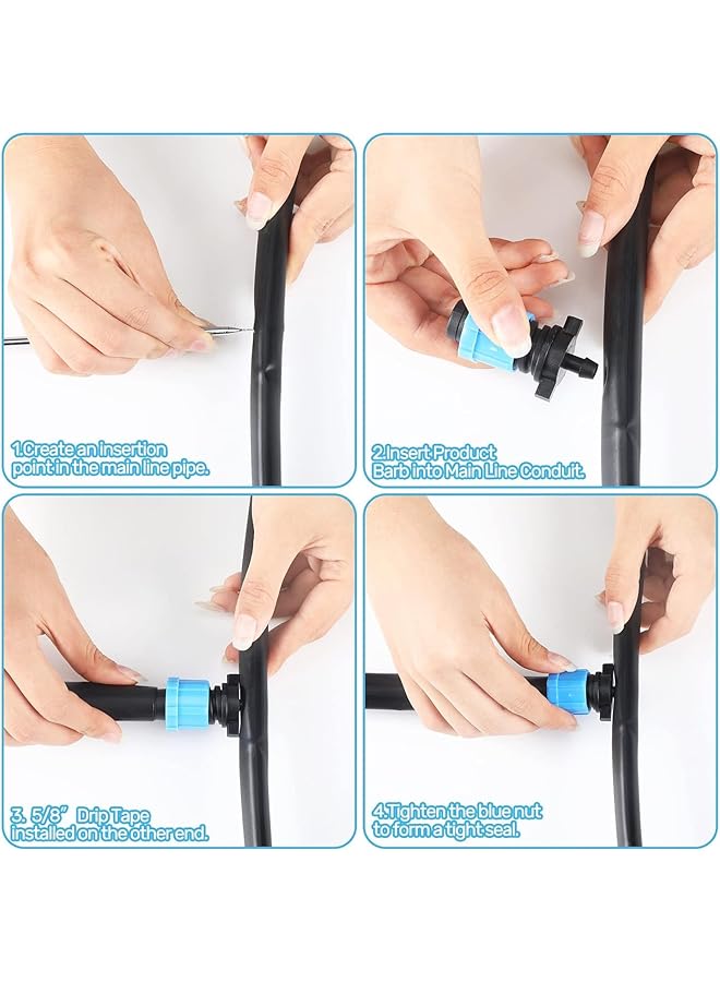 erorex 50 Pcs Drip Tape Connector Drip Tape Fittings Drip Irrigation Tubing Coupling Barbed Locking Fitting Kit Drip Irrigation Tools Twist Locks 1 4 Inch Barb For 5 8 Inch Drip Tape Sprinkler - Image 3